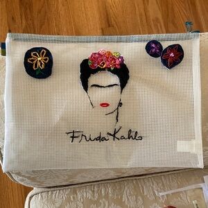 NEW hand sewn Frida large makeup or traveling bag, 14x10 inches